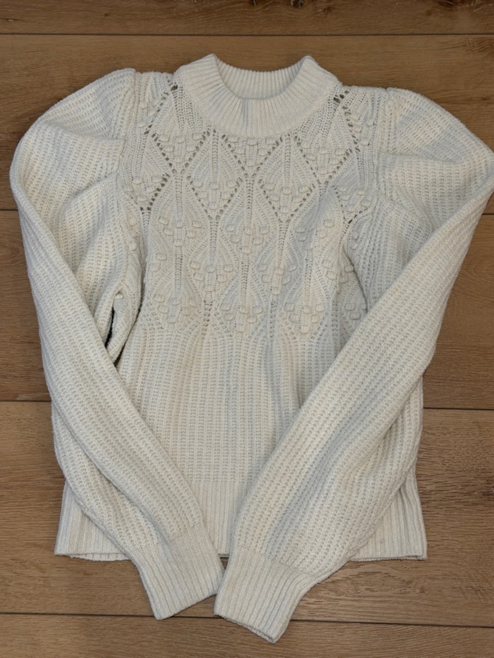 Cream Cable Knit Crewneck Sweater